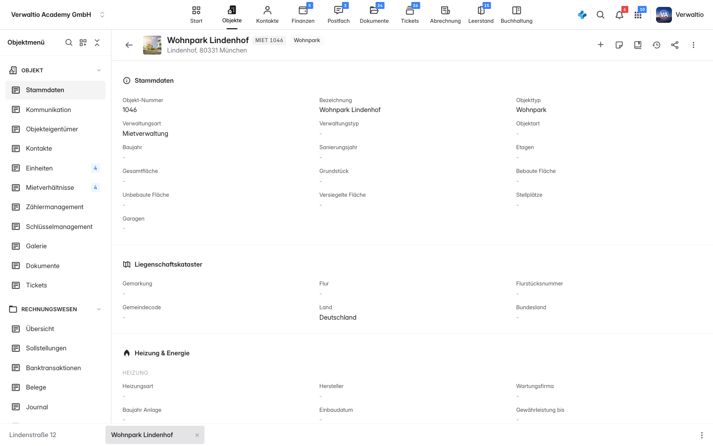 Die Tab-Leiste am unteren Rand mit zwei geöffneten Objekten
